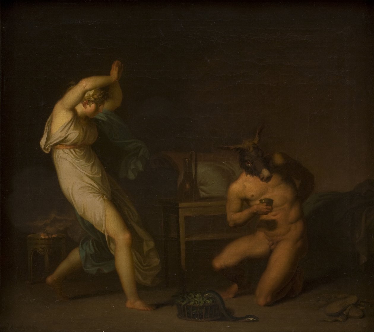 Fotis voit son amant Lucius transformé en âne. Motif tiré de L