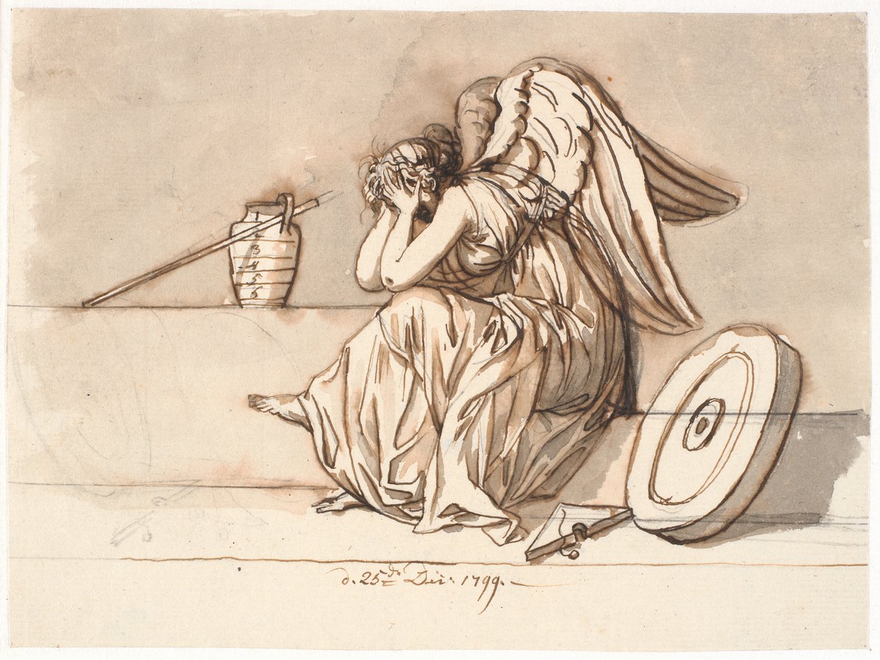 Némésis se couvre les yeux de chagrin. Allégorie sur le bannissement de P.A. Heiberg - Nicolai Abildgaard