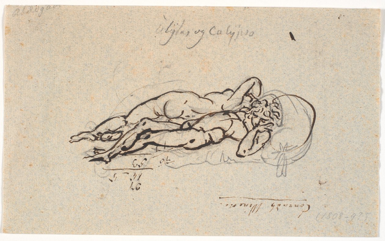 Ulysse et Calypso, allongés nus sur un lit - Nicolai Abildgaard