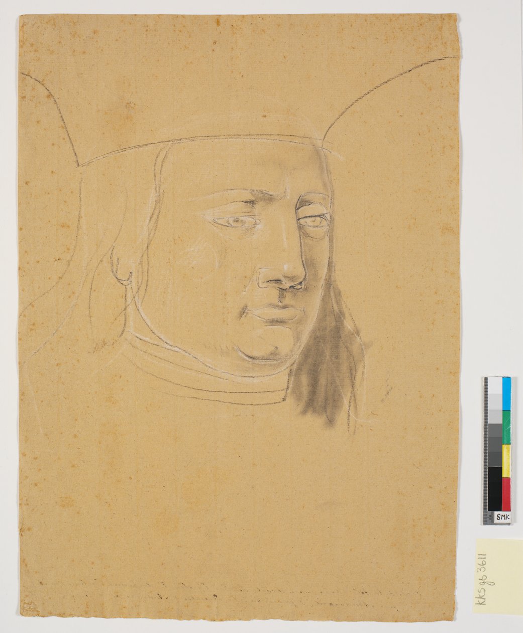 Étude de la tête de Christian I sur Christian I élève Holstein au rang de duché - Nicolai Abildgaard