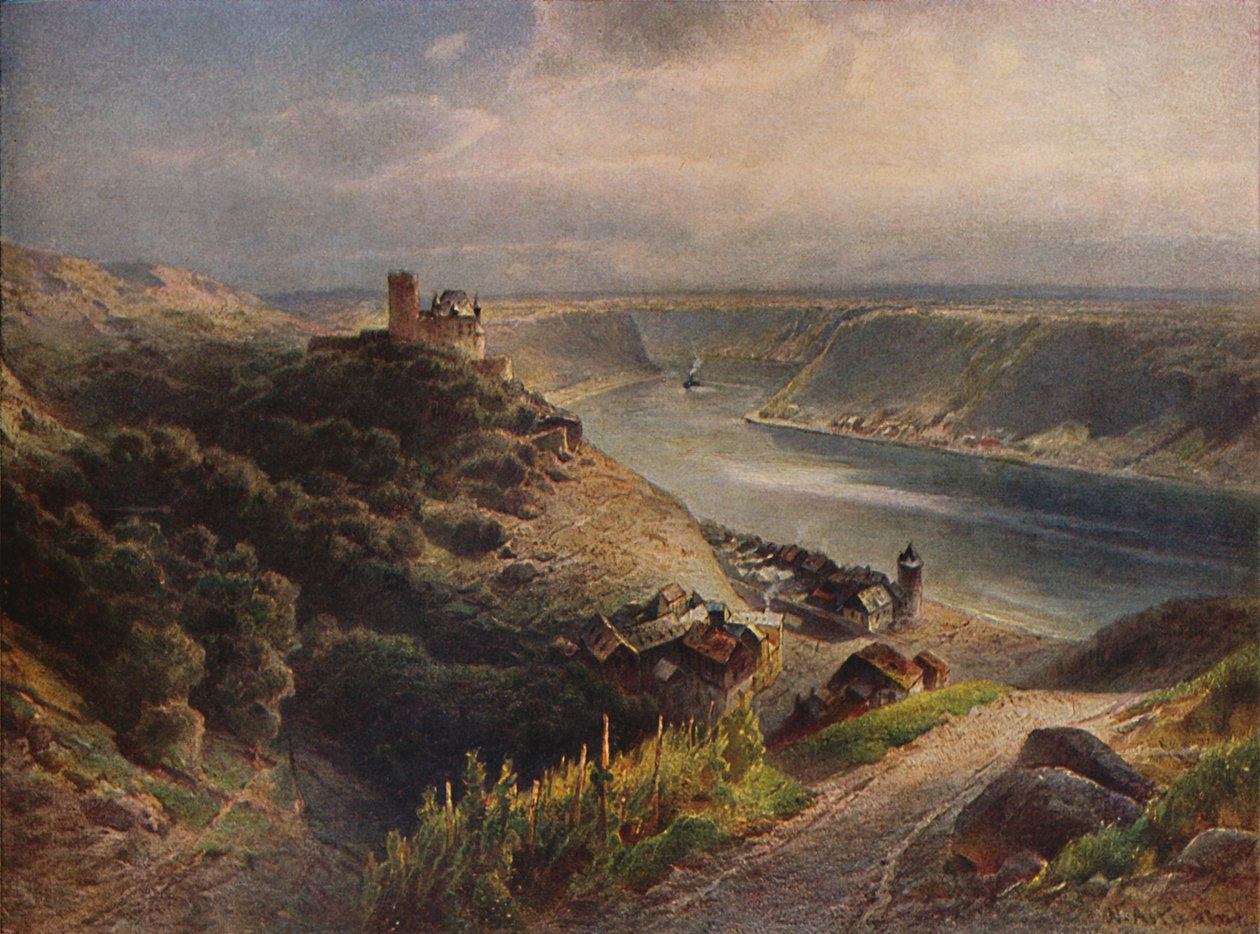 Burg Katz avec vue sur la Lorelei, 1923 - Nicolai Astudin