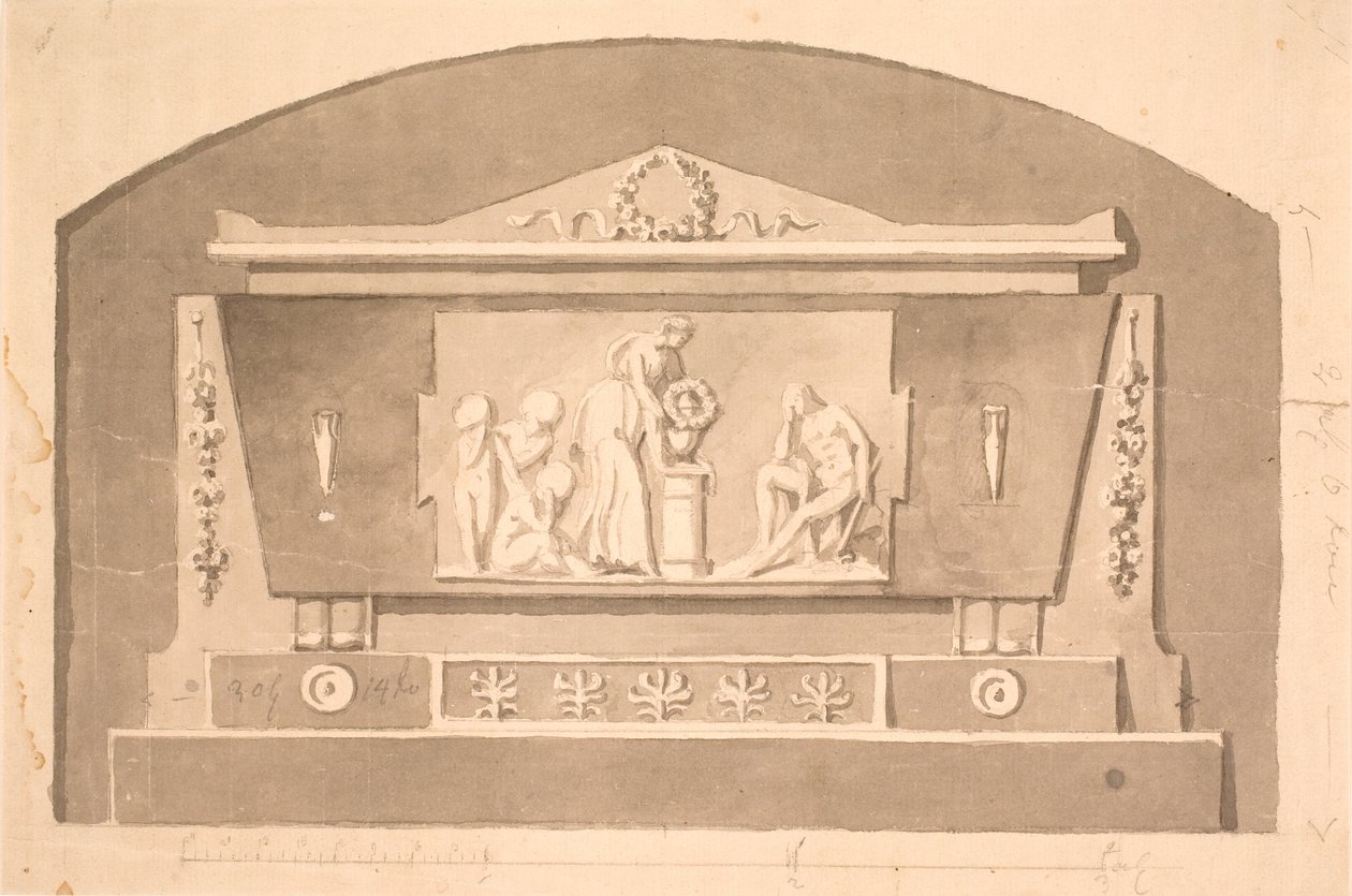 Esquisse pour un sarcophage avec relief pour le monument funéraire de Gandil au cimetière d