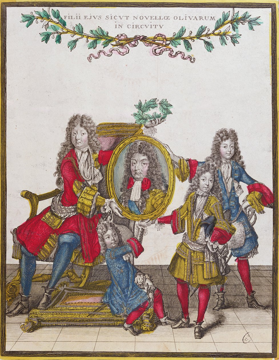 La famille royale française tenant un portrait de Louis XIV - Nicolas Arnoult