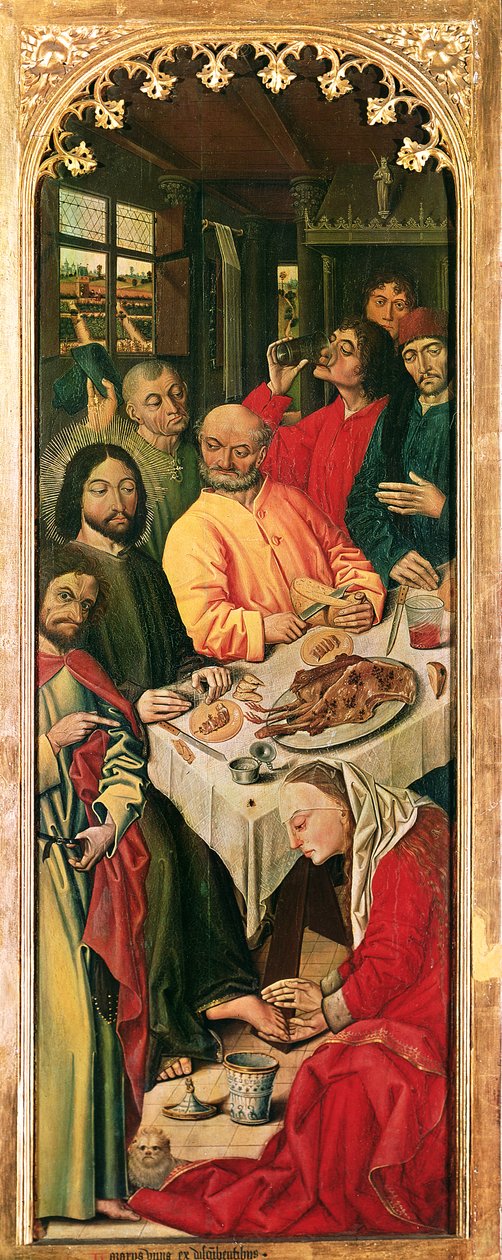 La Résurrection de Lazare Triptyque, panneau droit de Marie-Madeleine lavant les pieds du Christ, 1461 - Nicolas Froment
