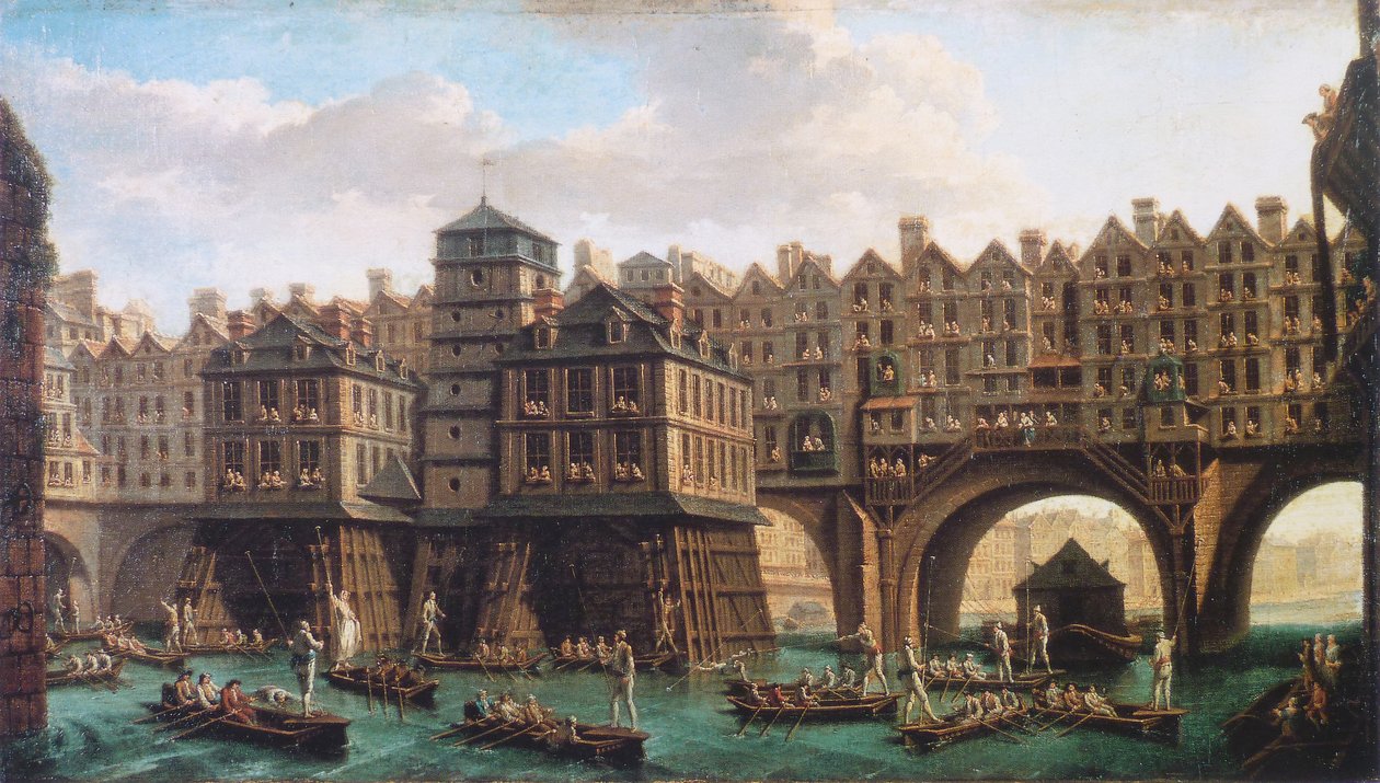 La Joute des mariniers entre le Pont-Notre-Dame et le Pont-au-Change - Nicolas Jean Baptiste Raguenet