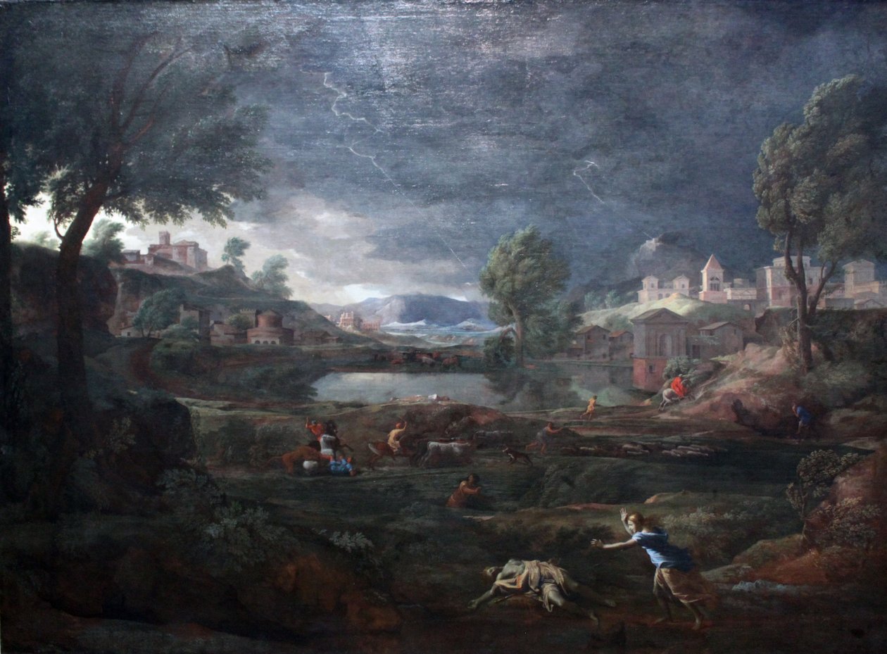 Paysage pendant un orage avec Pyrame et Thisbé - Nicolas Poussin