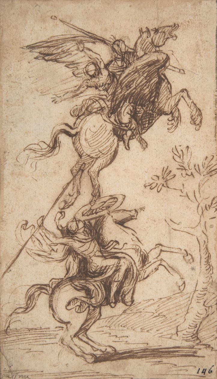 Le Sorcier Atlante enlevant la dame de Pinabello (Arioste, Orlando Furioso, chant II, 38) - Nicolas Poussin