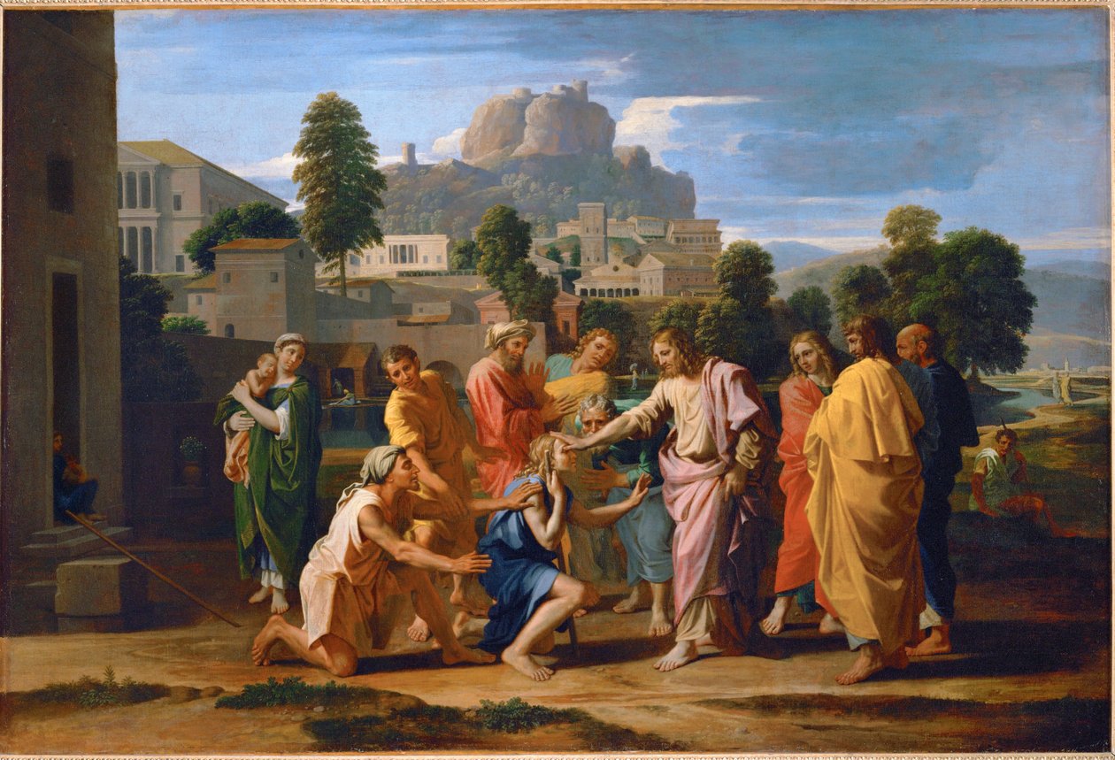Les aveugles de Jéricho - Jésus guérit les aveugles de Jéricho ... - Nicolas (attr.to) Poussin