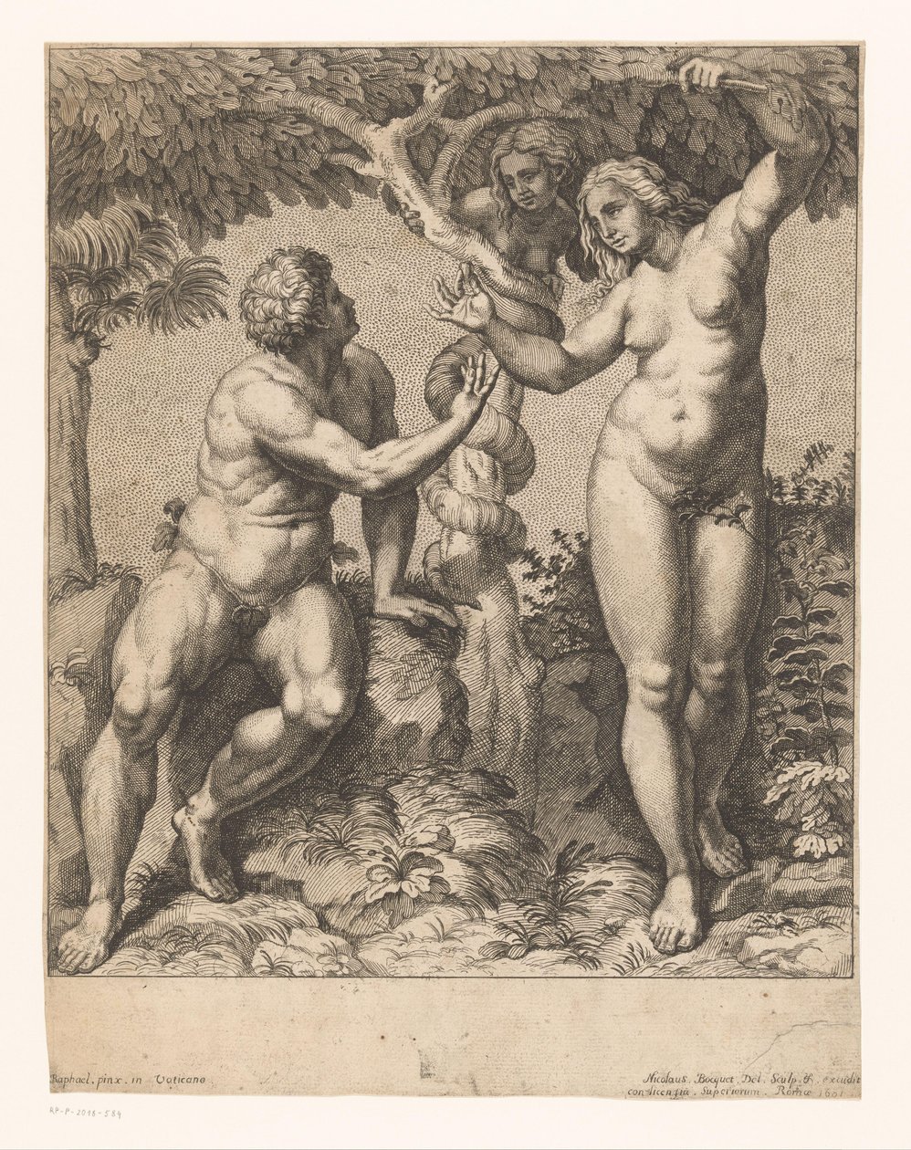 Adam et Ève tentés par le serpent - Nicolas Bocquet