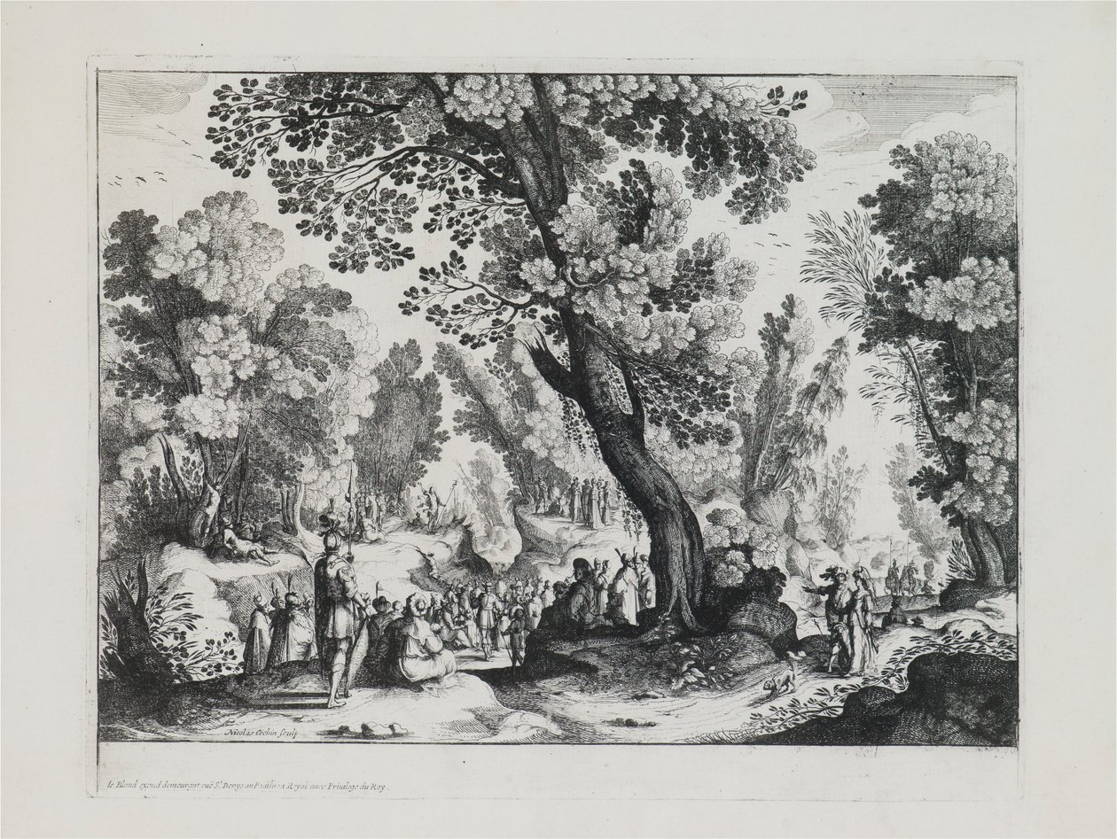 Paysage boisé avec le sermon de Saint Jean-Baptiste - Nicolas Cochin