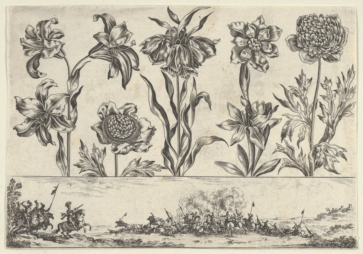 Panneau horizontal avec une rangée de fleurs au-dessus d