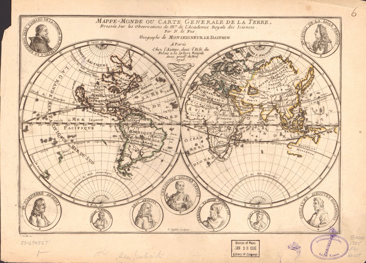 Mappe-monde ou carte générale de la terre LOC 83694567 - Nicolas de Fer