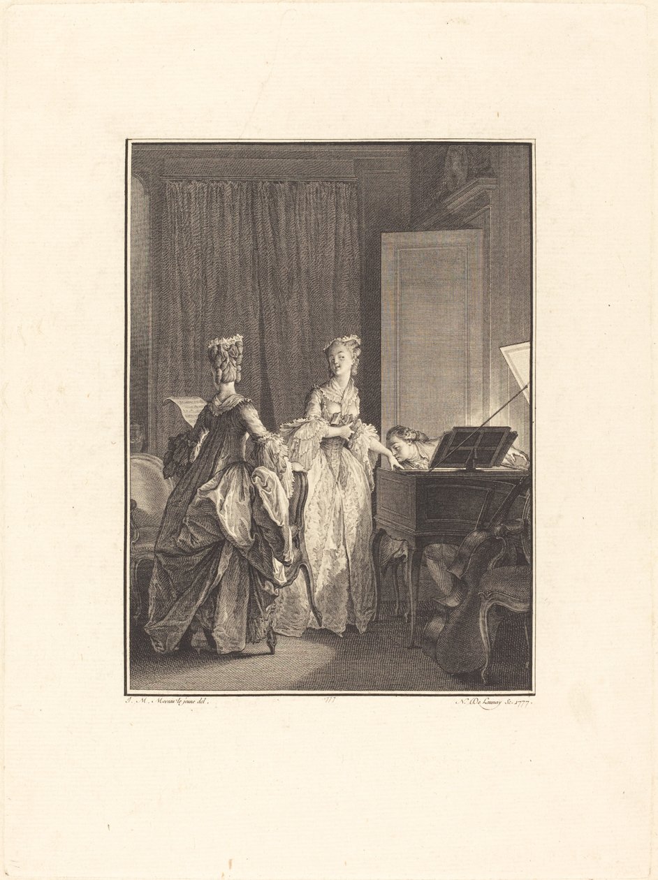 Il appliqua sur cette main un baiser que je sentis sur mon cœur - Nicolas Delaunay after Jean Michel Moreau