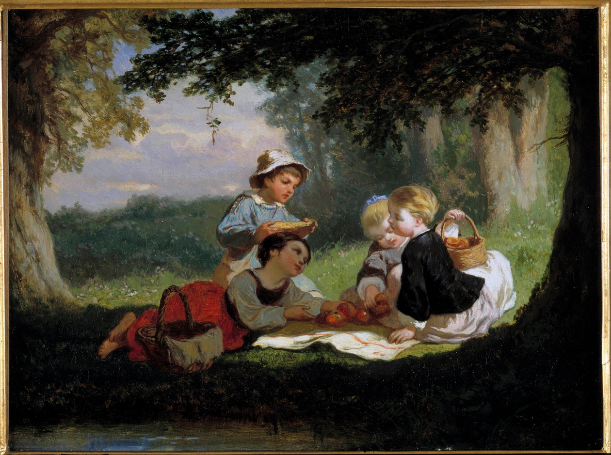 Le goûter champêtre. Peinture par Nicolas Gabe 19ème siècle - Nicolas Edward Gabe