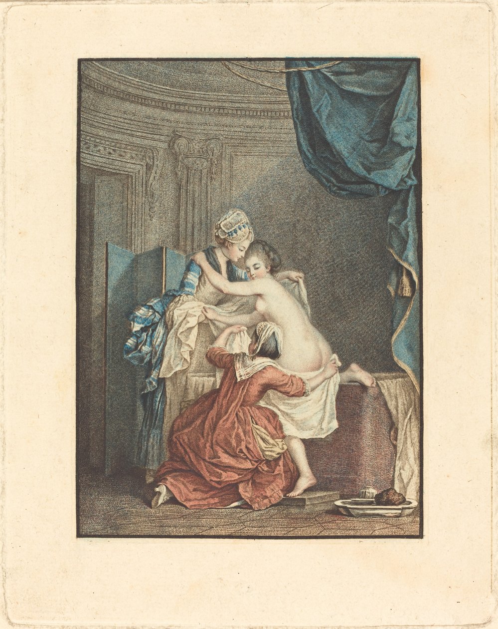 Le bain - Nicolas François Regnault after Pierre Antoine Baudouin