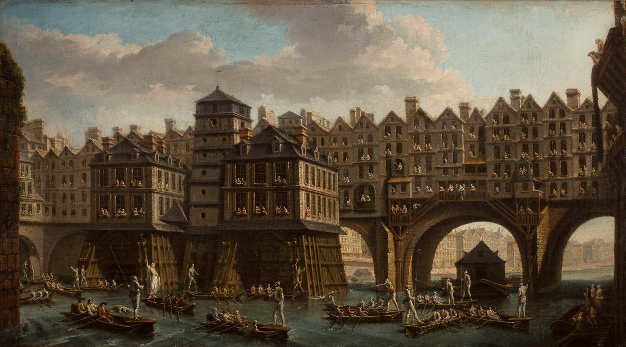 Joutes de marins, entre le Pont Notre-Dame et le Pont-Au-Change, Paris - Nicolas Jean Baptiste Raguenet