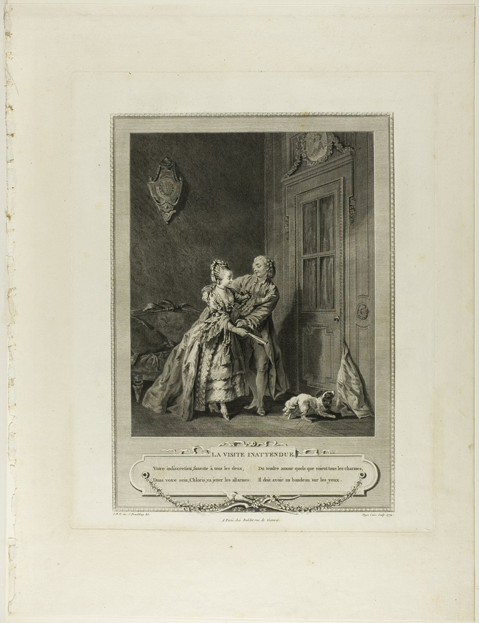 Unexpected Call, from Monument du Costume Physique et Moral de la fin du Dix-huitième siècle - Nicolas Joseph Voyez