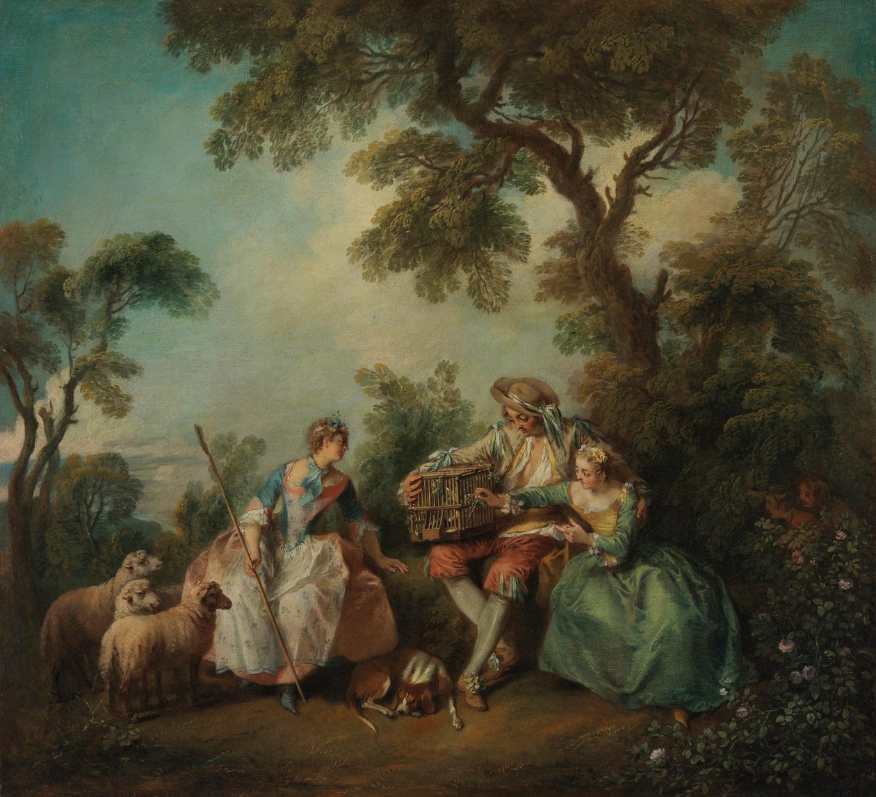 La cage à oiseaux (Les amours du bocage) - Nicolas Lancret