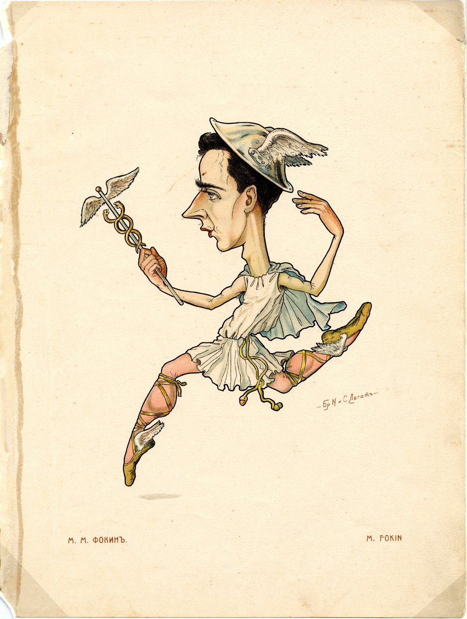 Portrait de Mikhail (Michel) Fokine (1880-1942) danseur et chorégraphe russe - Lithographie de Nikolai Gustavovich Legat - Nicolas Legat