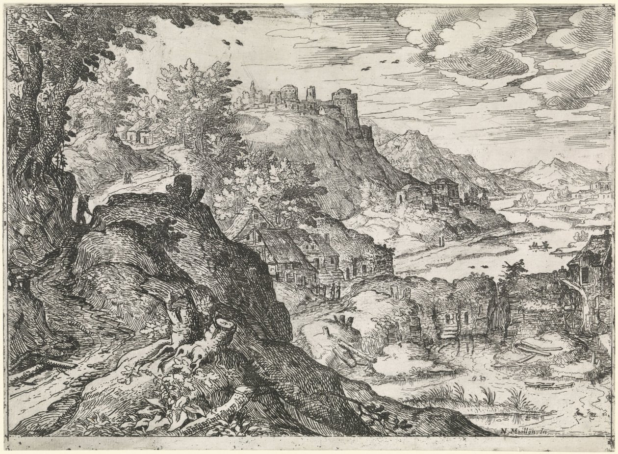 Paysage montagneux avec un moulin à eau - Nicolas Moillon