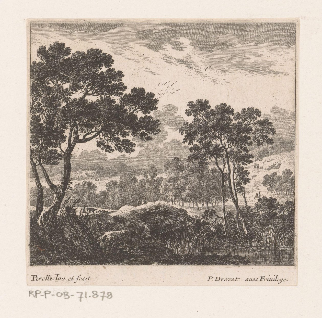 Paysage avec arbres et lac - Nicolas Perelle