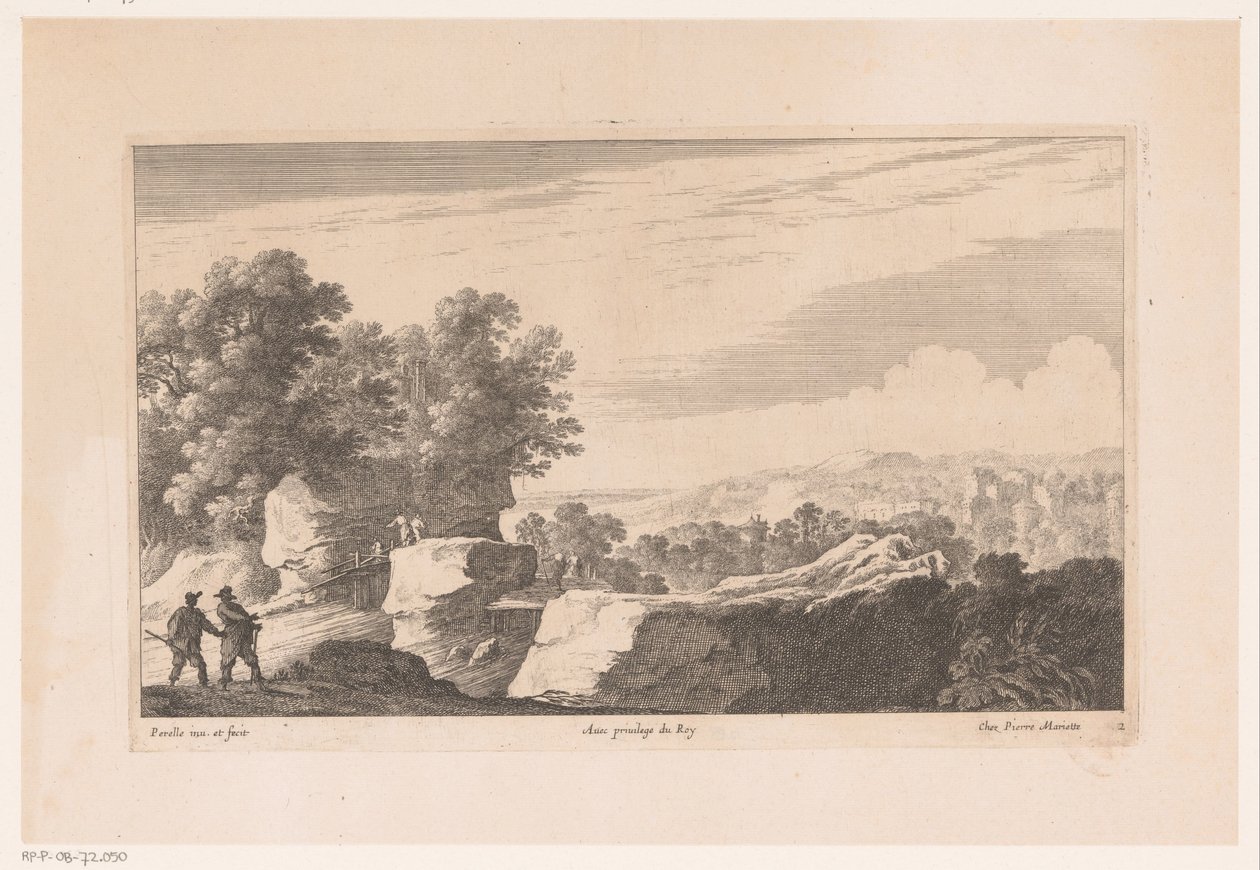 Paysage avec pont sur rivière rapide - Nicolas Perelle