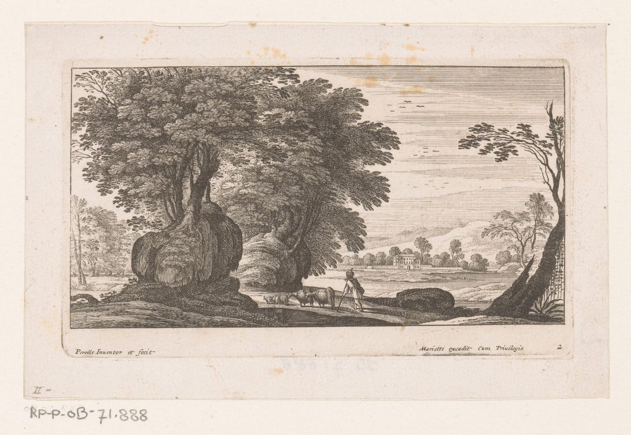 Paysage avec figure et bétail (série Paysages) - Nicolas Perelle