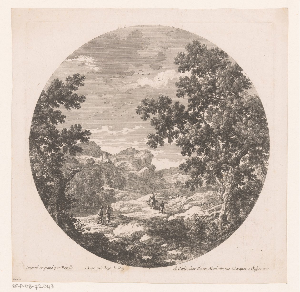 Paysage avec promeneurs et bête de somme - Nicolas Perelle