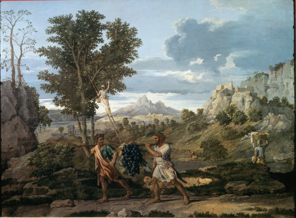 Automne ou la grappe de raisin rapportée de la terre promise / Le retour de Josué et Caleb avec une énorme grappe de raisin de la terre de Canaan - Nicolas Poussin