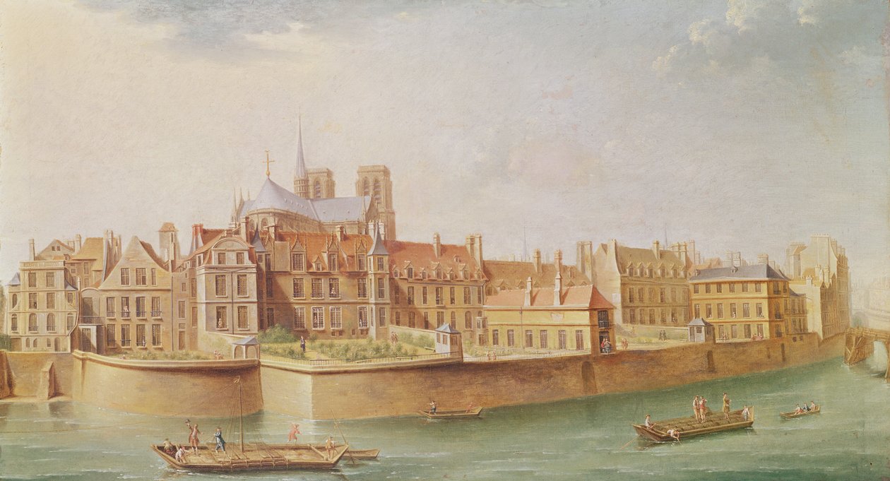 Maisons dans le cloître de Notre-Dame, Paris - Nicolas Raguenet