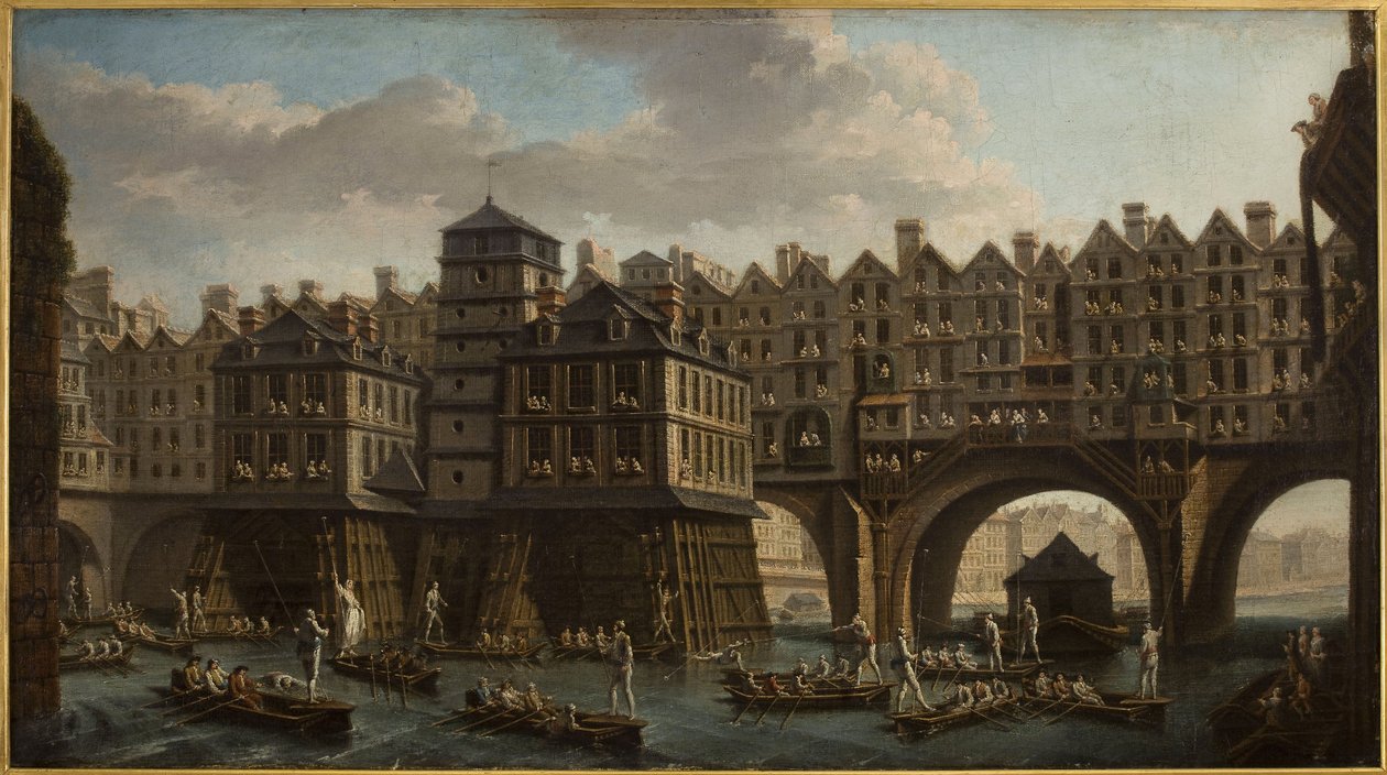La joute des mariniers, entre le Pont Notre-Dame et le Pont au Change - Nicolas Raguenet