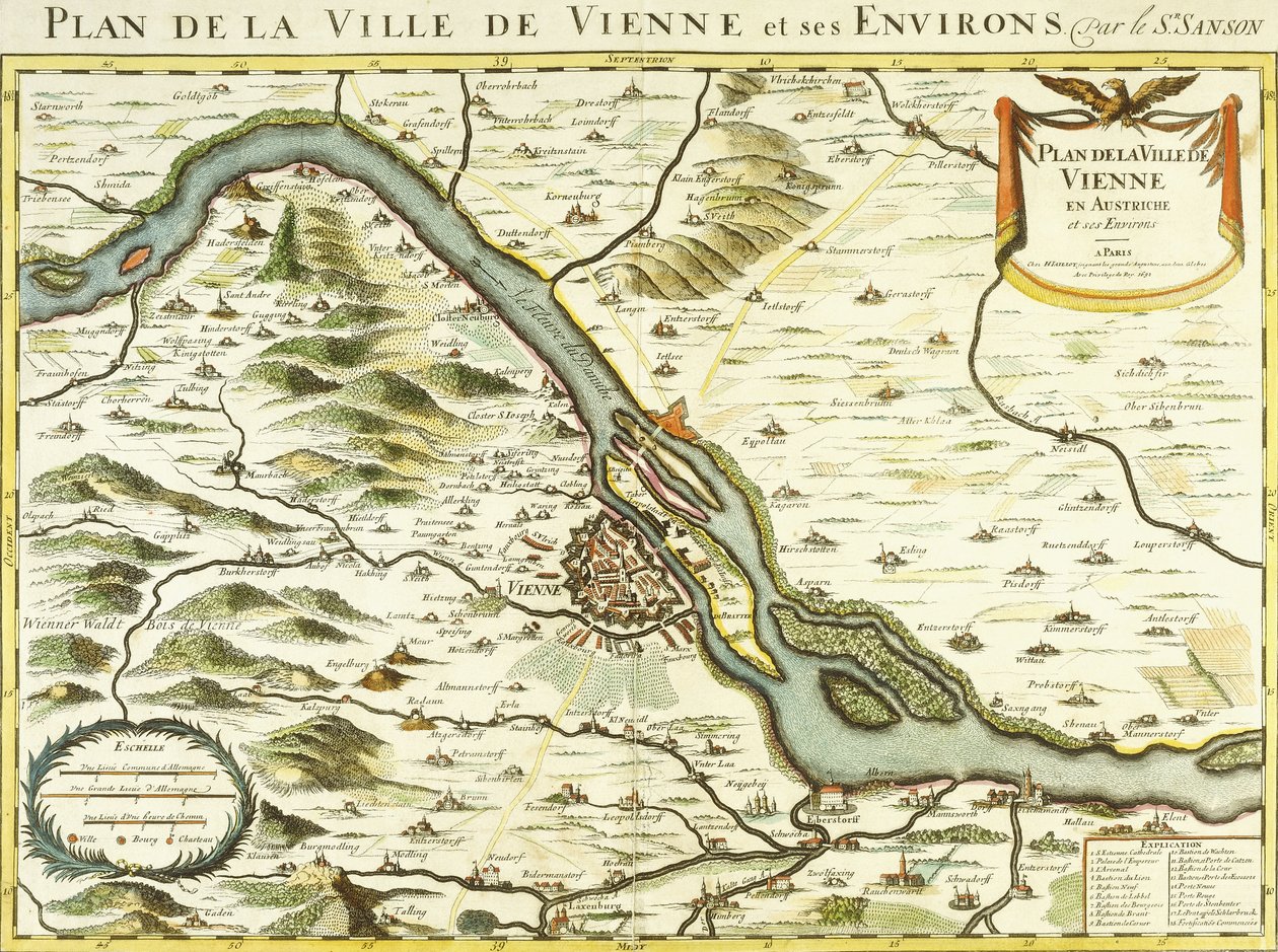Carte de la ville de Vienne, 1692 - Nicolas Sanson DAbbeville