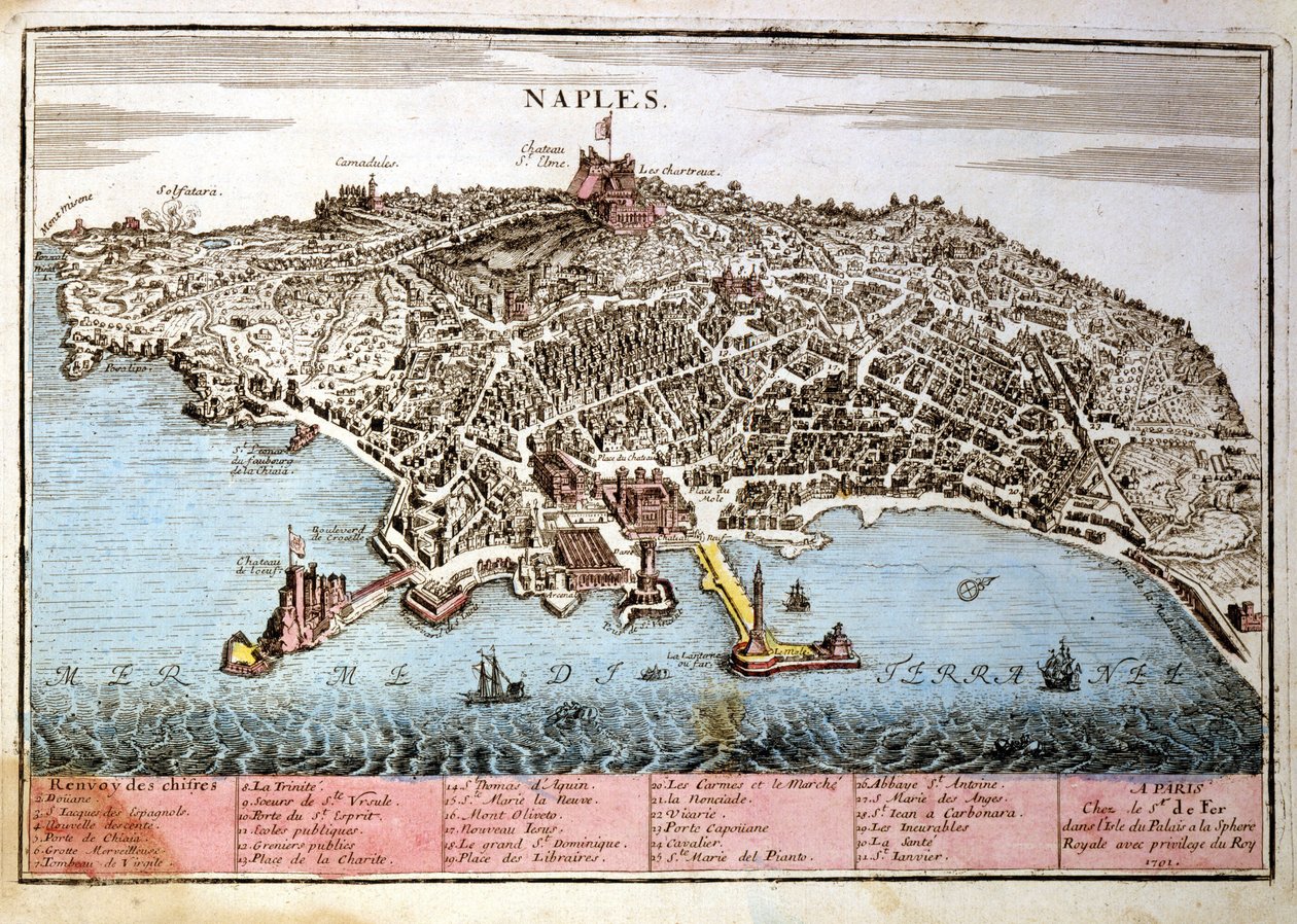 Carte de la ville de Naples. Carte de Le Fer - Nicolas de Fer