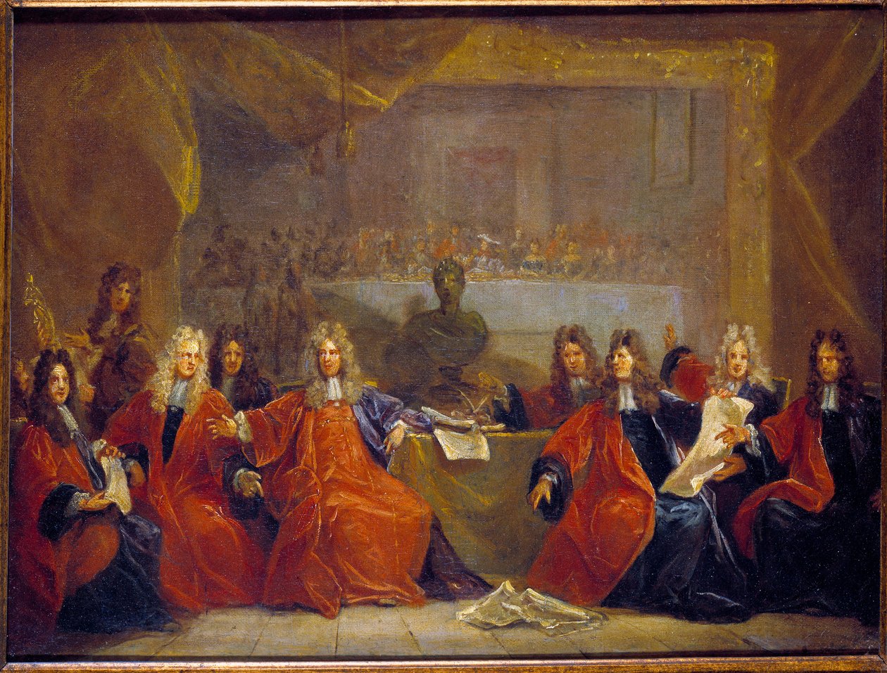 Le prévôt des marchands et les échevins de la ville de Paris délibérant sur la fête offerte à Louis XIV pour sa convalescence le 30 janvier - Nicolas de Largillière
