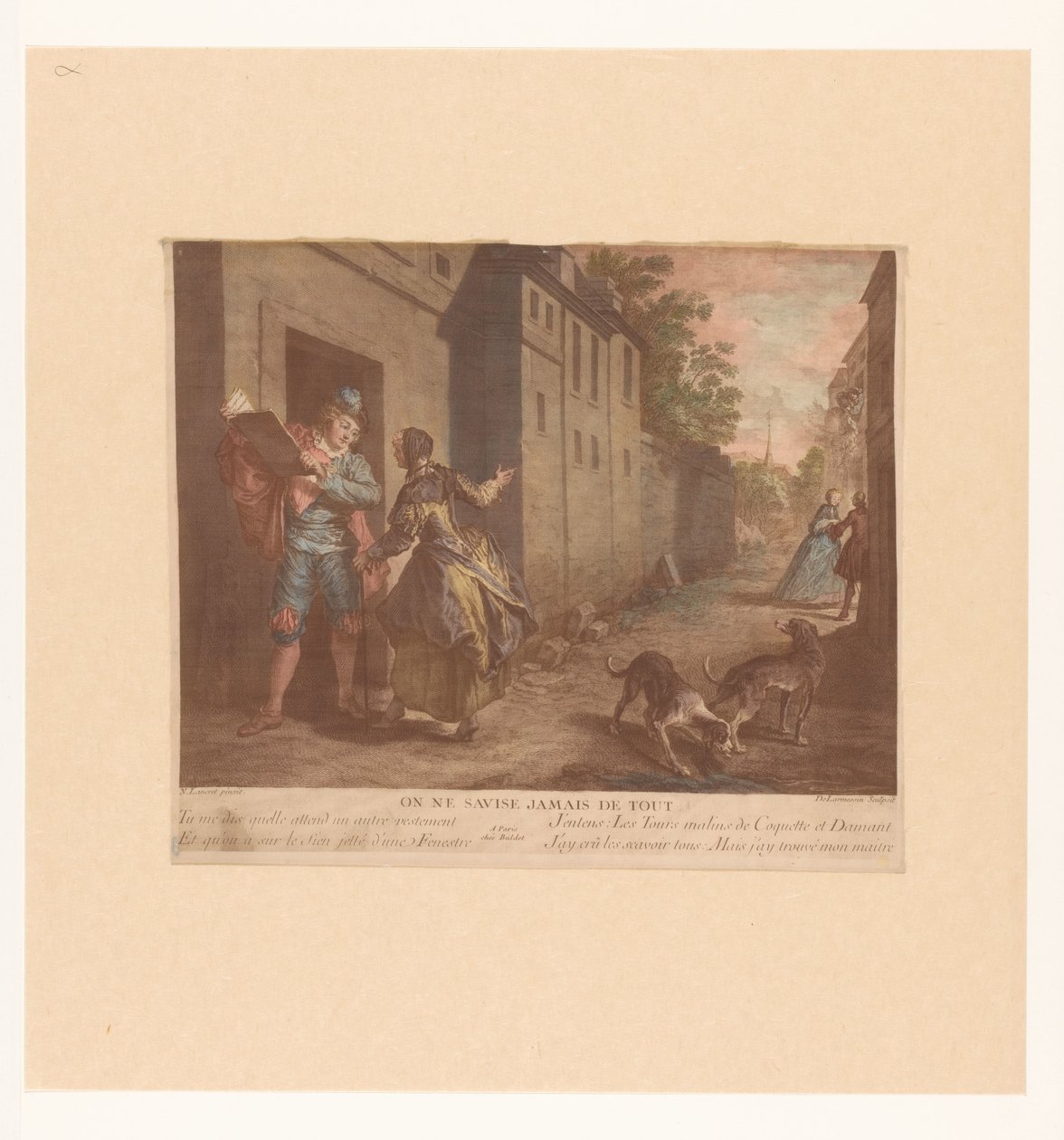 Scène de rue avec homme avec livre (Fables de Jean de La Fontaine, Suite d