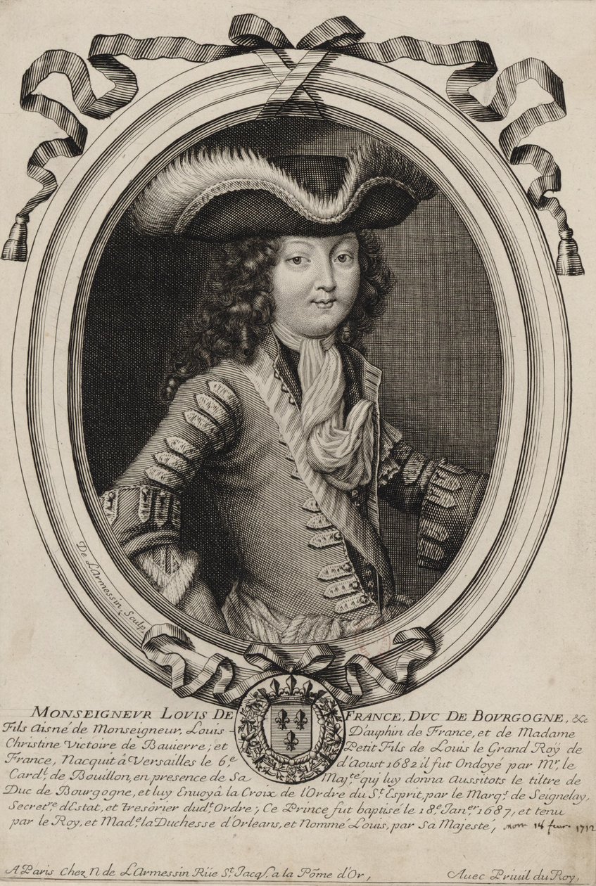 Portrait gravé de Louis, duc de Bourgogne (1682-1712) - Nicolas de Larmessin