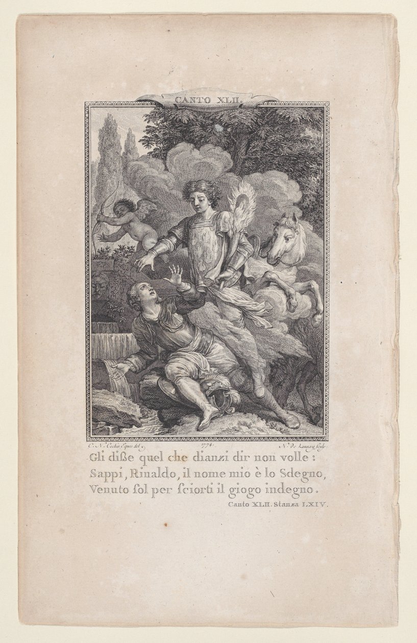 Chant 42, Strophe 64, de Orlando Furioso, 1774 - Nicolas de Launay