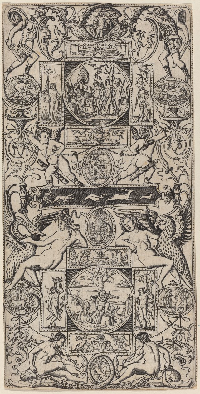 Panneau ornemental avec Orphée et le Jugement de Paris - Nicoletto da Modena