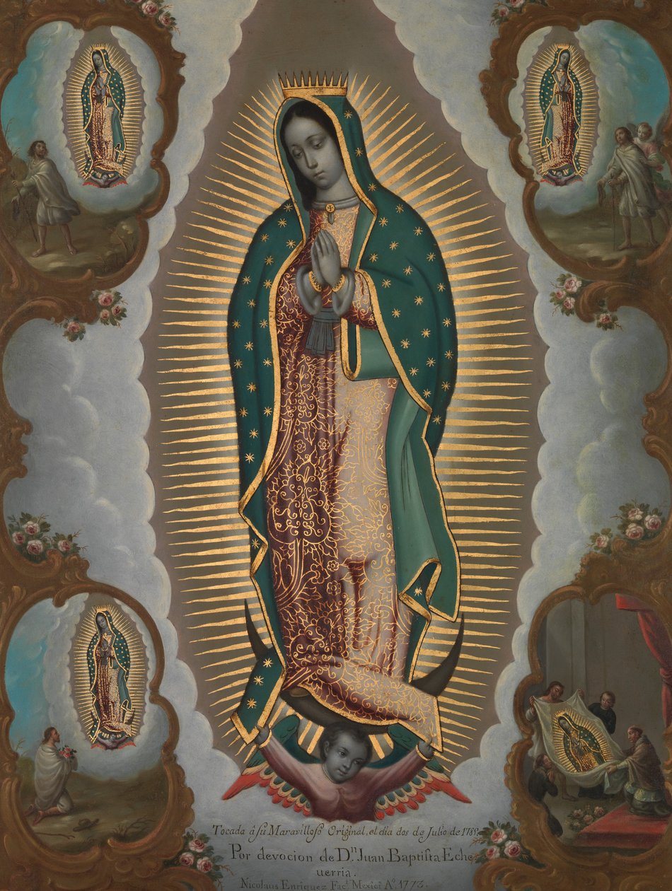 La Vierge de Guadalupe avec les quatre apparitions - Nicolás Enríquez