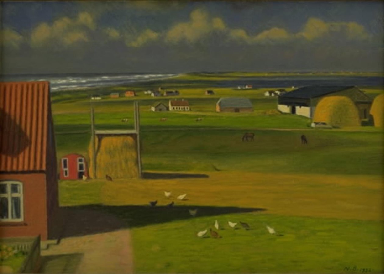 Paysage avec fermes dans l