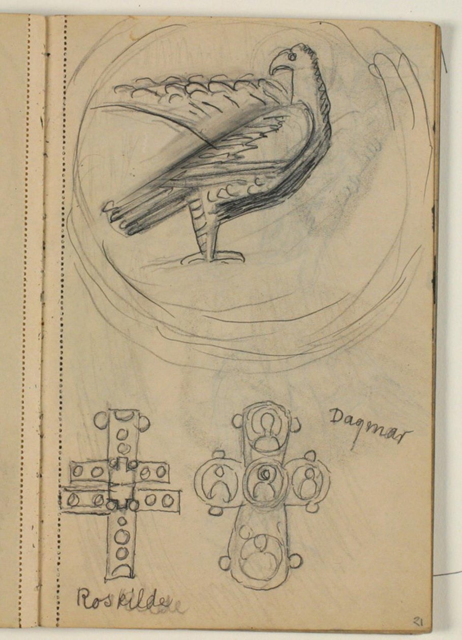 Étudier les oiseaux et deux croix, probablement d