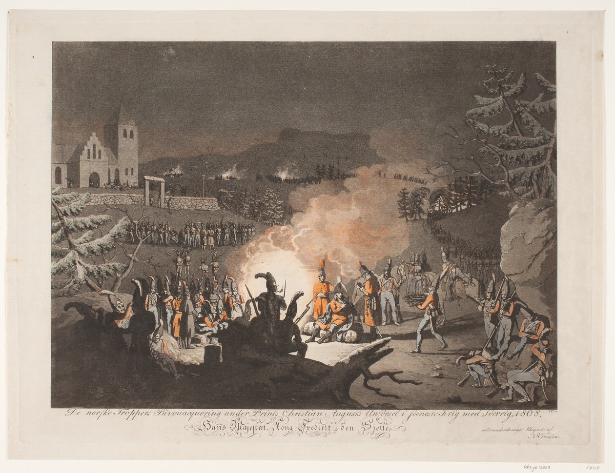 Le bivouac des troupes norvégiennes sous la direction du prince Christian Auguste pendant la dernière guerre avec la Suède, 1808 - Niels Truslew