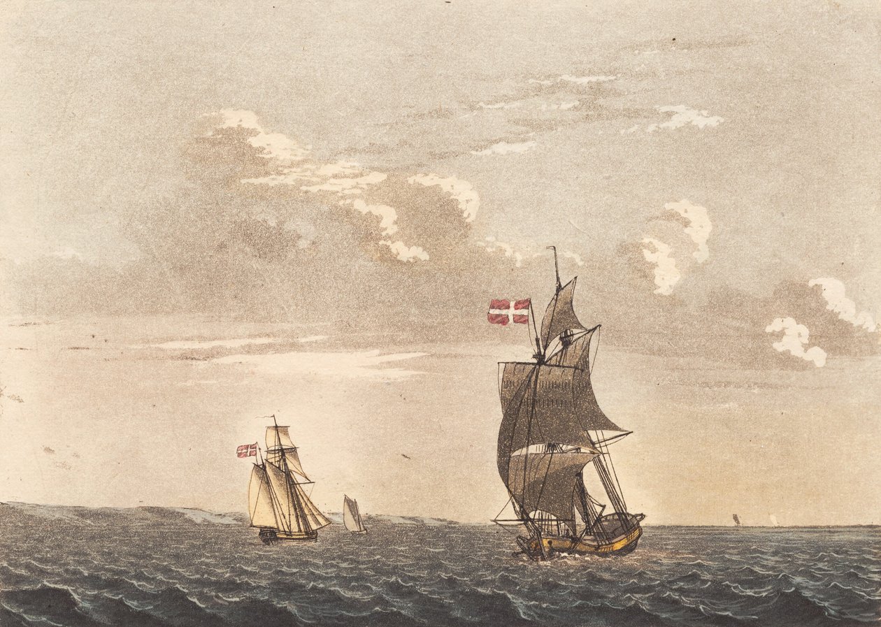 Une galéasse au vent de côté, et une brigantine au vent - Niels Truslew