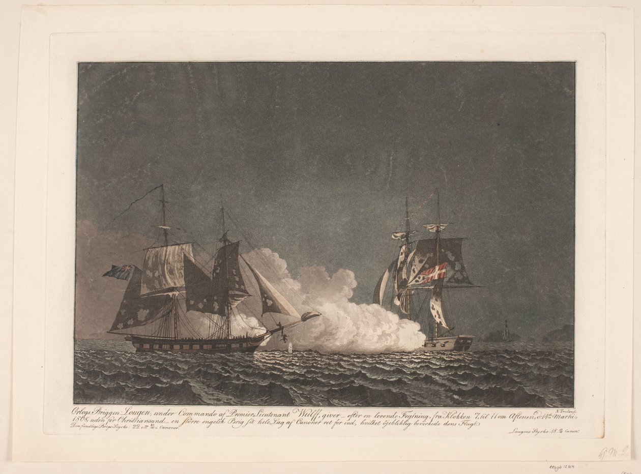 Le combat entre la brigantine Lougen et une brigantine anglaise, 14 mars 1808 - Niels Truslew