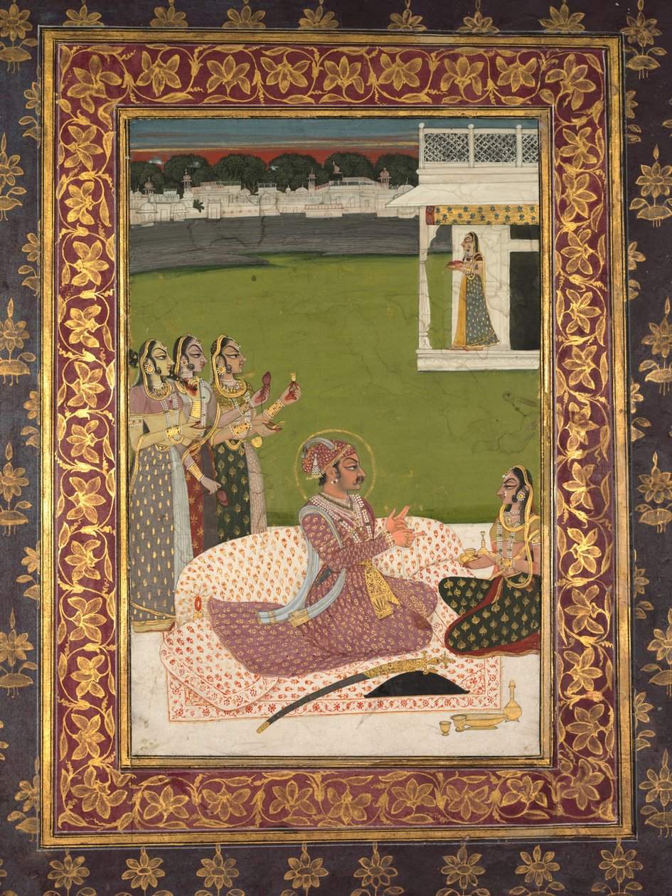 Portrait du Maharaja Savant Singh avec sa consort, Bani Thani, milieu des années 1700 - Nihal Chand