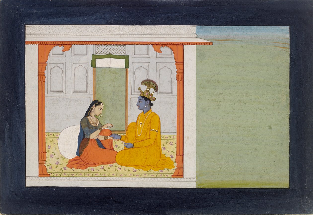 La nayika commente la nouvelle bague de son amant, 1780-1785 - Nikka