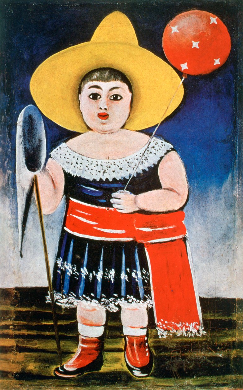 Petite fille avec un ballon à motifs, vers 1885-1918 - Niko Pirosmanishvili