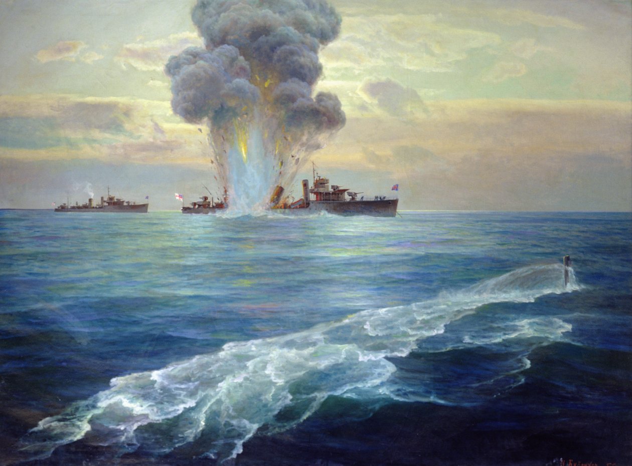 Le destroyer britannique Vittoria torpillé par le sous-marin bolchevique Pantera au large de l