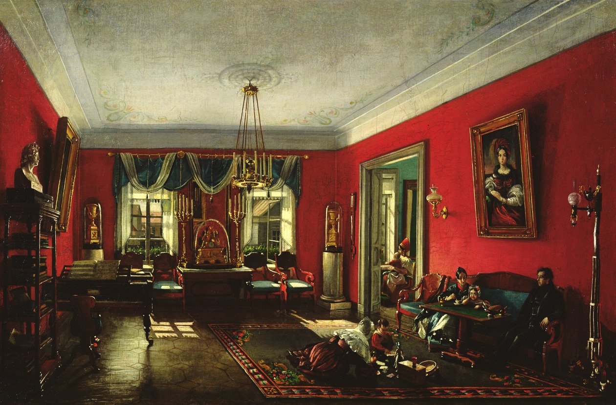 La famille Nashchokin dans le salon - Nikolai Ivanov Podklutchnikov
