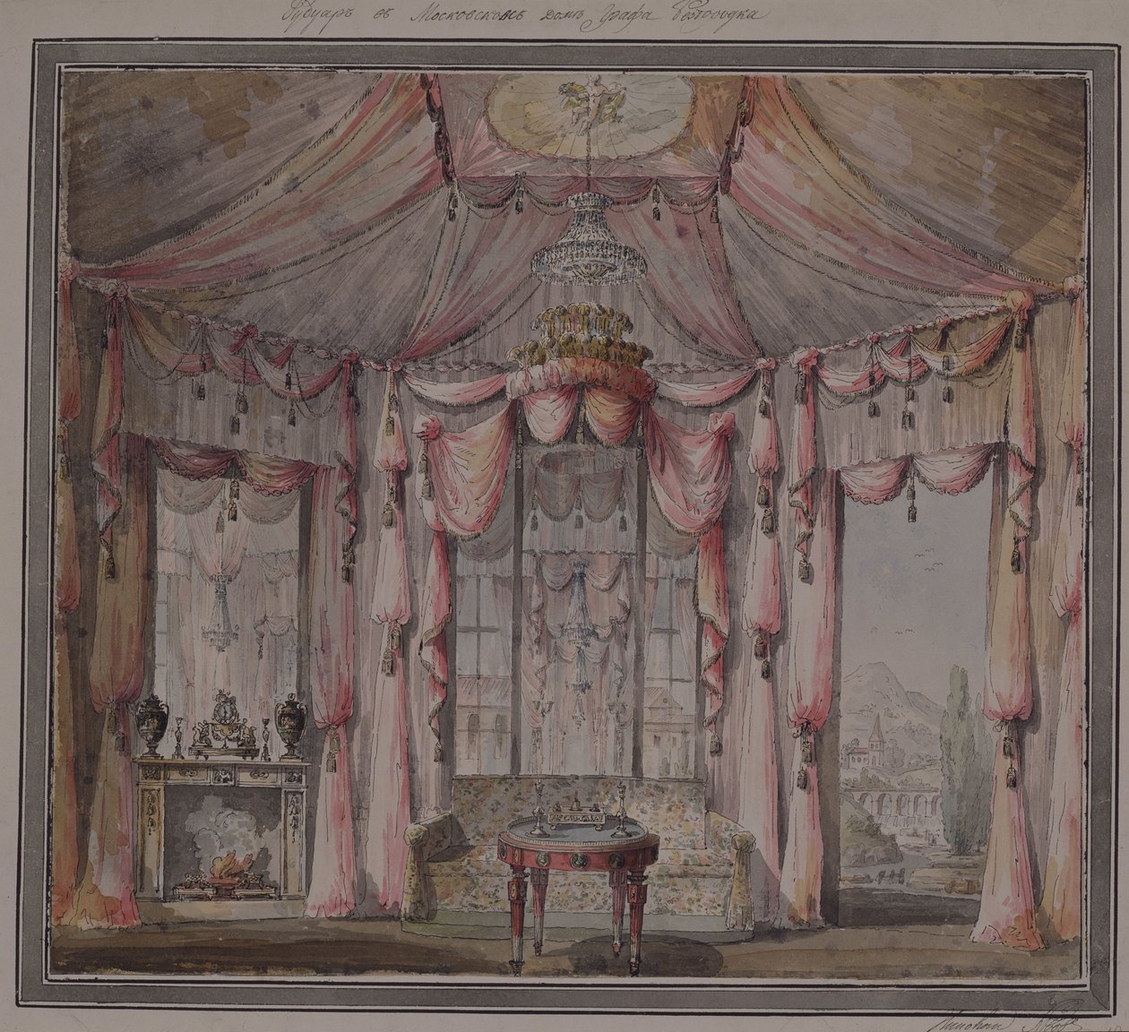 Design intérieur pour le boudoir dans la maison du comte Bezborodko à Moscou - Nikolai Alexandrovich Lvov